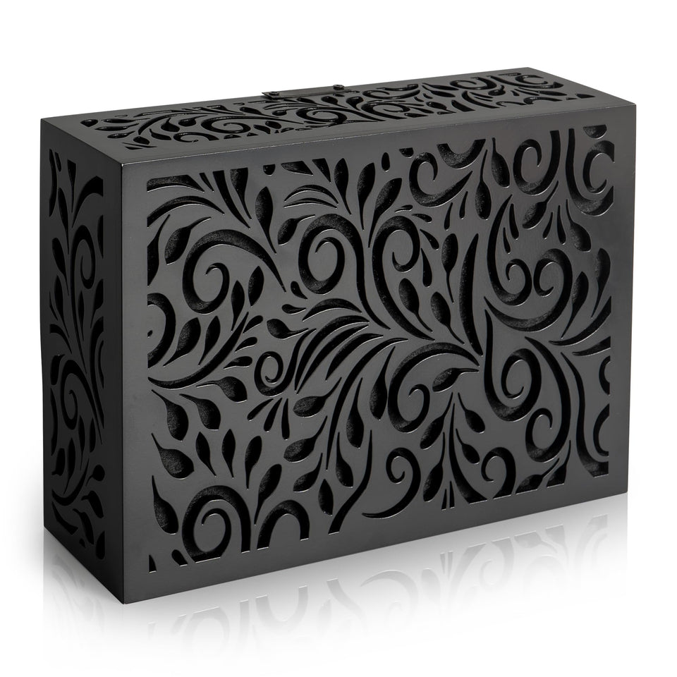 PELSSEL black doorbell cover box front view protects from elements while keeping access.