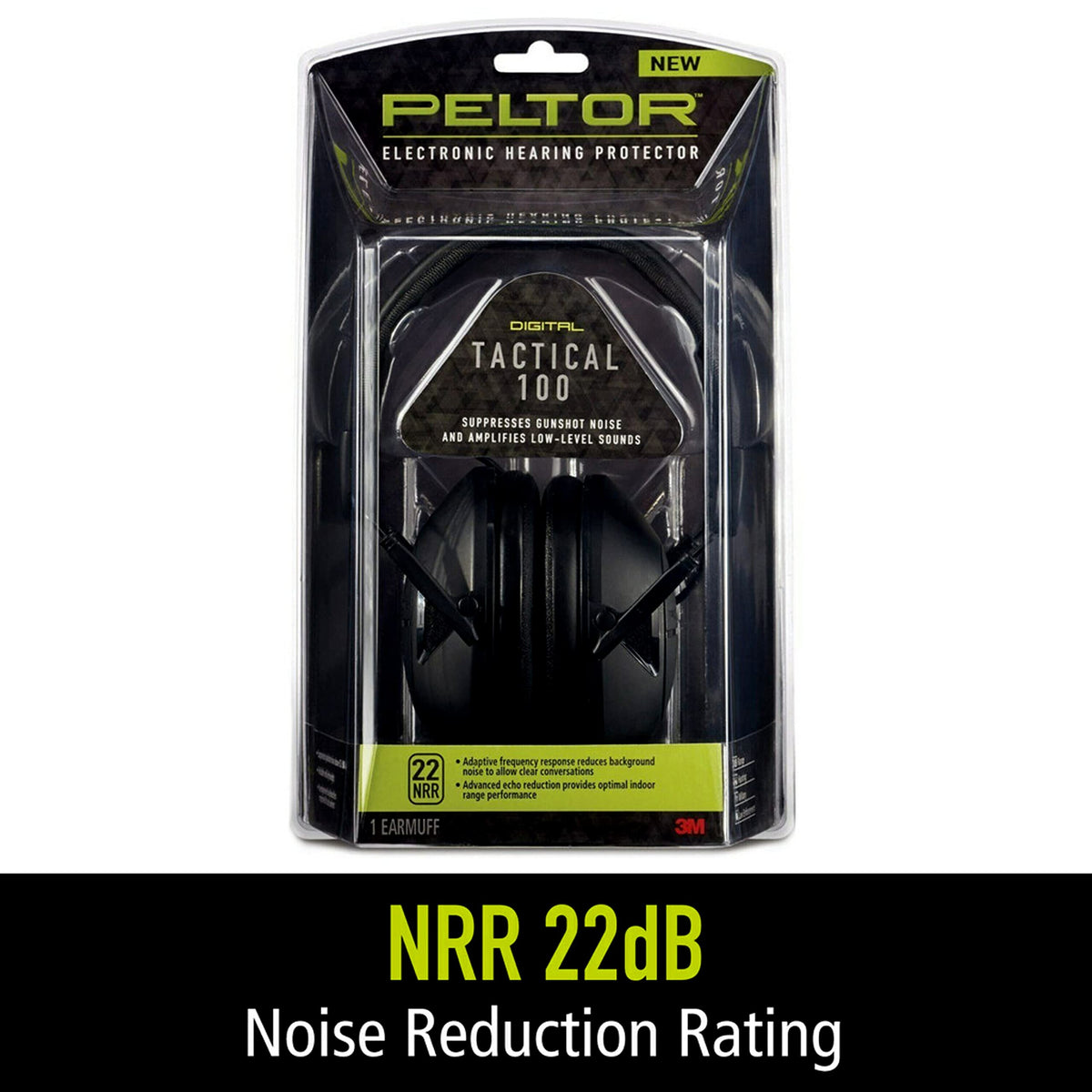 Peltor Sport Tactical 100 low-profile cups fit rifles and shotguns.