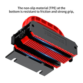 PEMEDOR push block on jointer guard improves finger protection and accuracy.