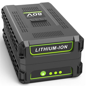 PENGJBATTER 80V battery front view showing high capacity for Greenworks tools.