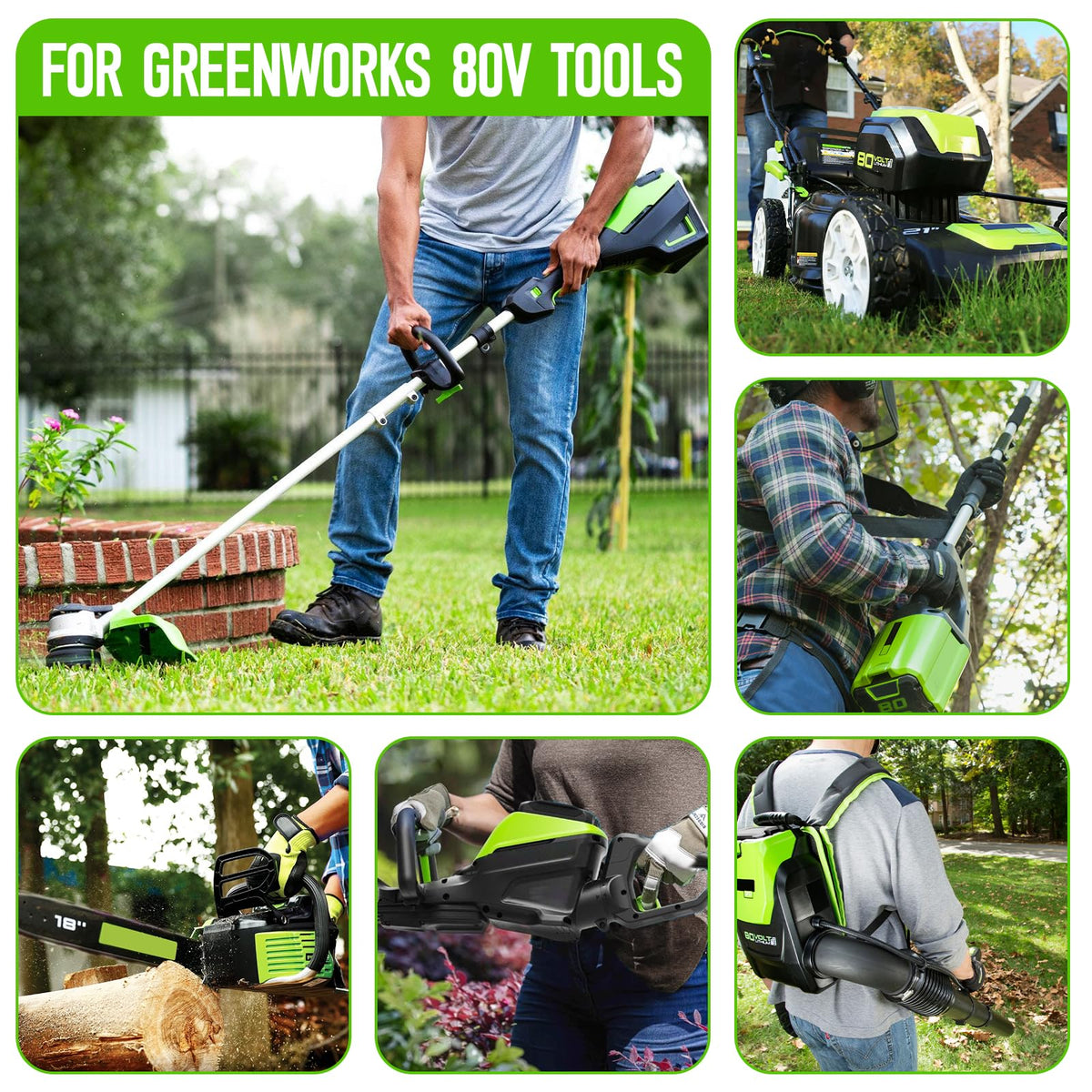 PengJBatter compatibility with multiple Greenworks tools for versatility