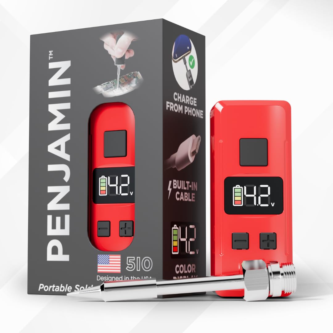 Penjamin mini soldering iron adjustable voltage from 1.5 to 4.2 volts for versatility.