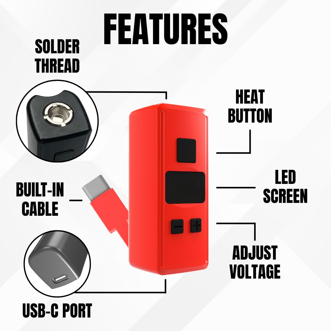 Penjamin mini soldering iron LED display shows voltage and battery level for precise control.