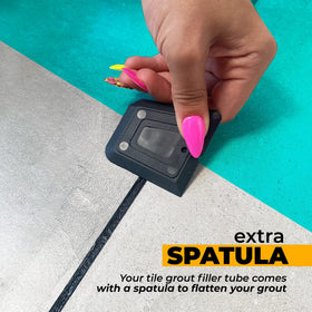 PentaUSA dark grout finish on ceramic tile enhancing modern bathroom look