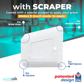 PENTAUSA multi-surface grout repair compatible with ceramic, porcelain, and stone tiles.