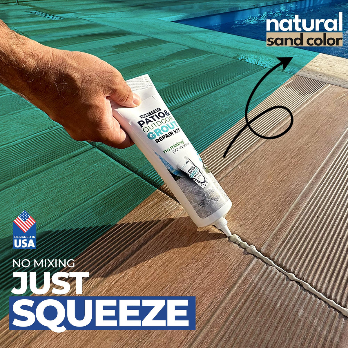 PentaUSA natural sand color blends with outdoor pavers for seamless joints.