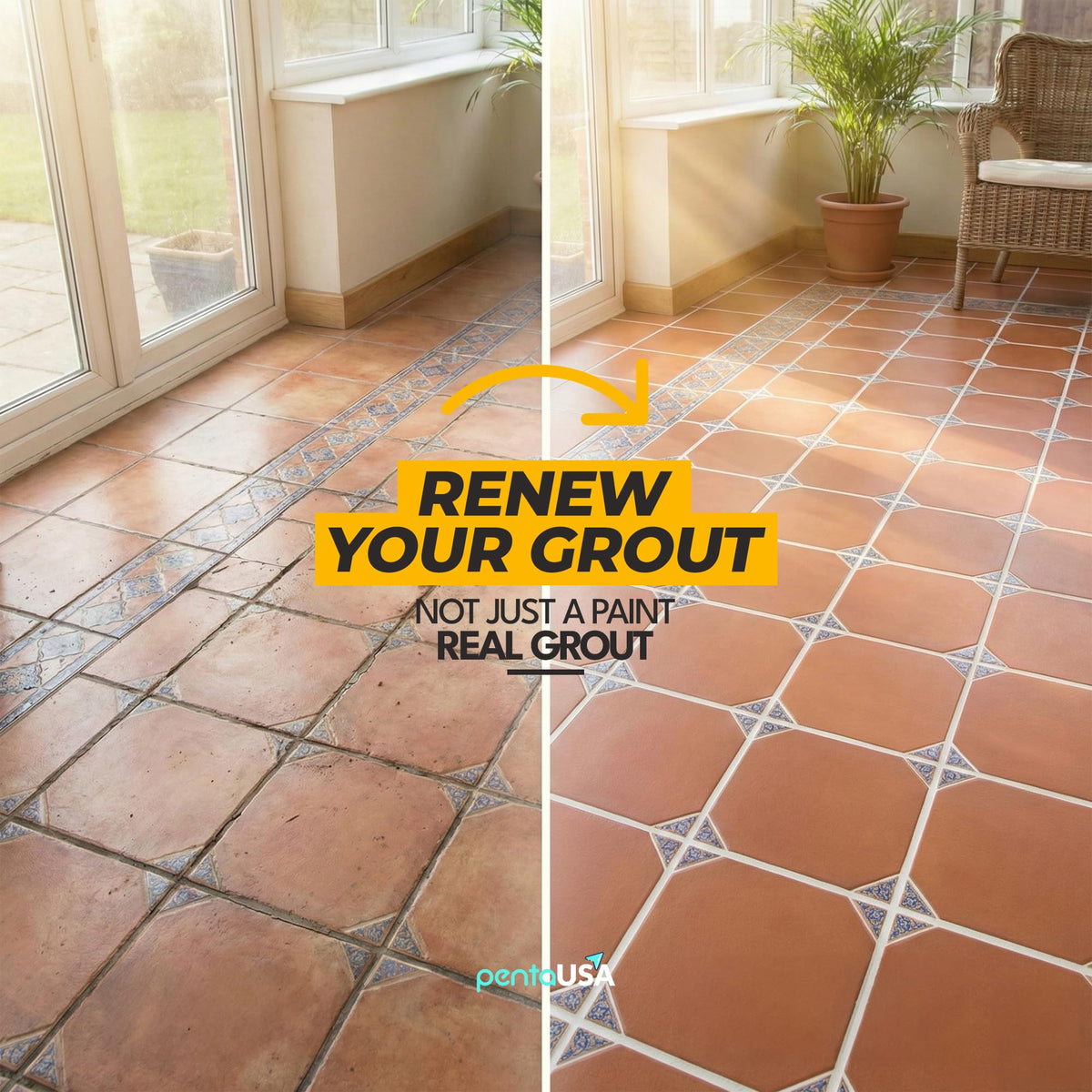 PentaUSA Tile Grout Repair Kit applicator and anti-clog nozzle aid smooth application