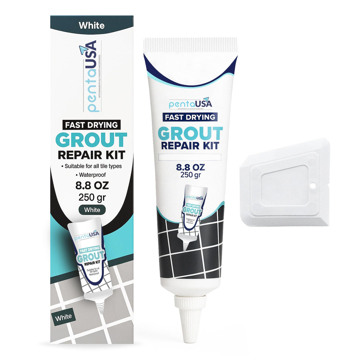 PentaUSA tile grout repair tube white for quick bathroom touch-ups