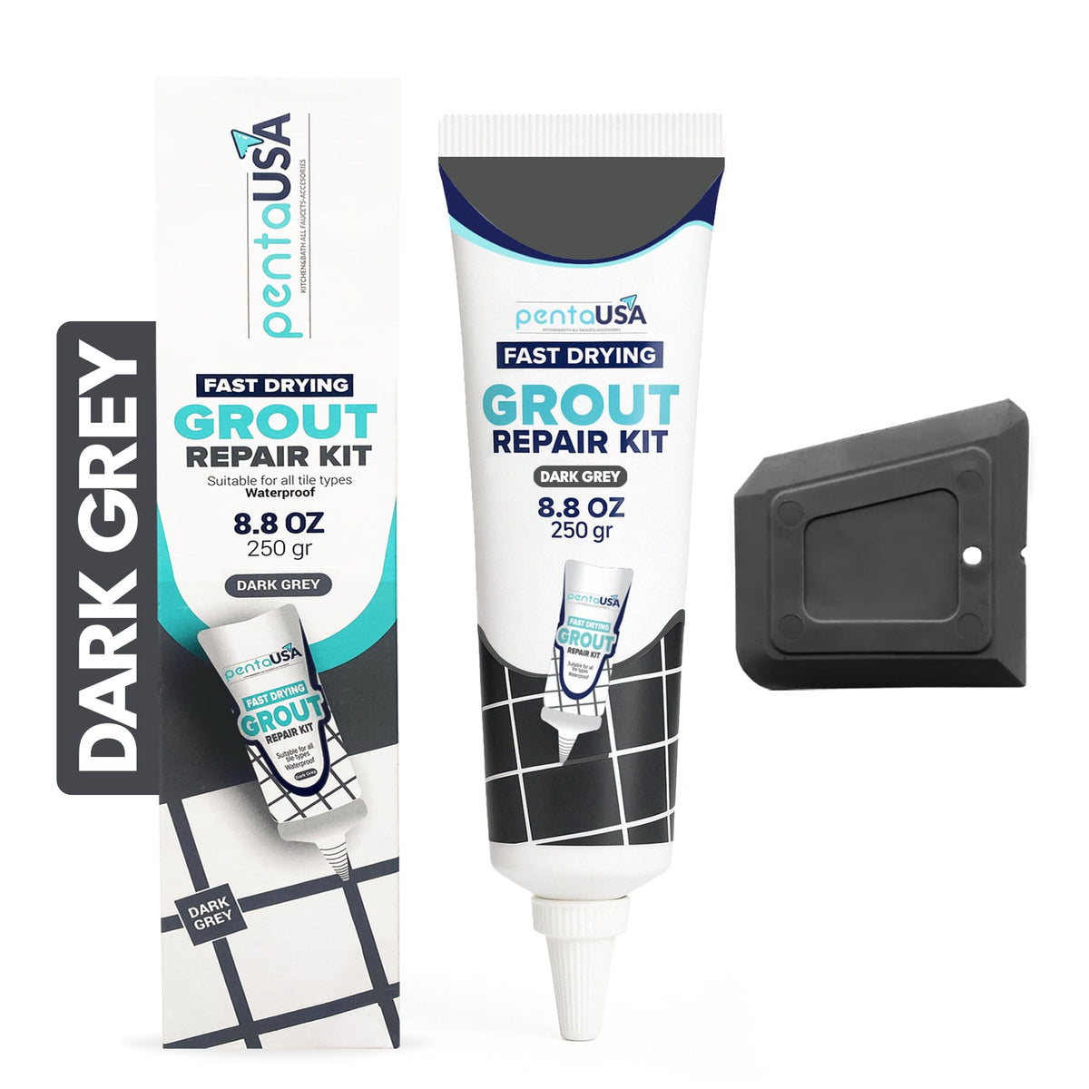PentaUSA Tile Grout Repair Tube shown for easy, mess-free restoration in bathrooms and showers.