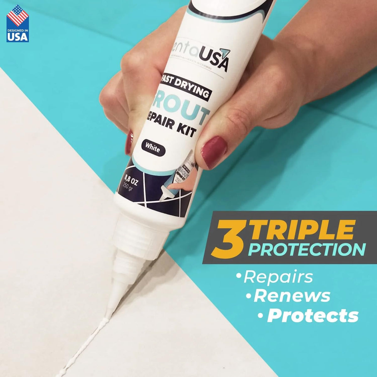 PentaUSA water-resistant grout line protects interior wet areas