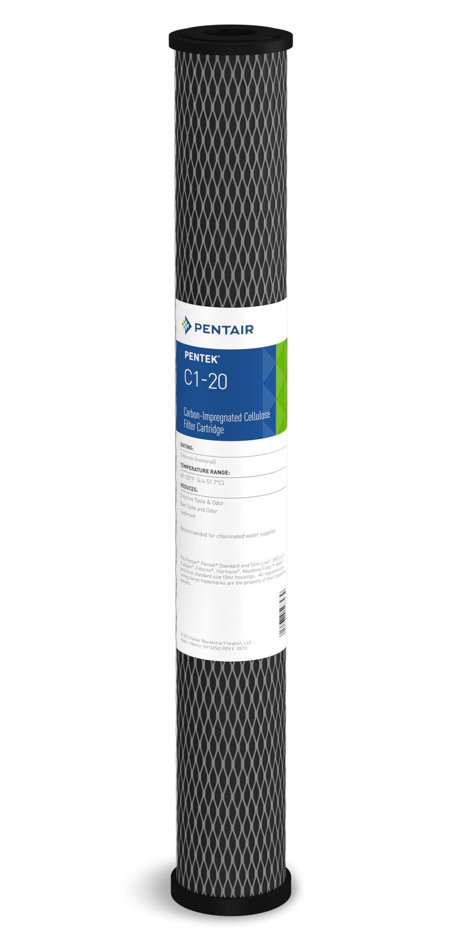 Pentek C1-20 carbon filter cartridge in a home filter housing for taste and odor reduction.