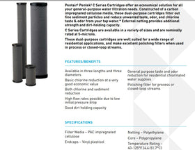 Close-up of the Pentek C1-20 cartridge showing external netting for strength and dirt-holding capacity.