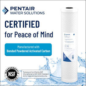 CBC-10 cartridge label highlights 0.5 micron filtration in a standard housing.