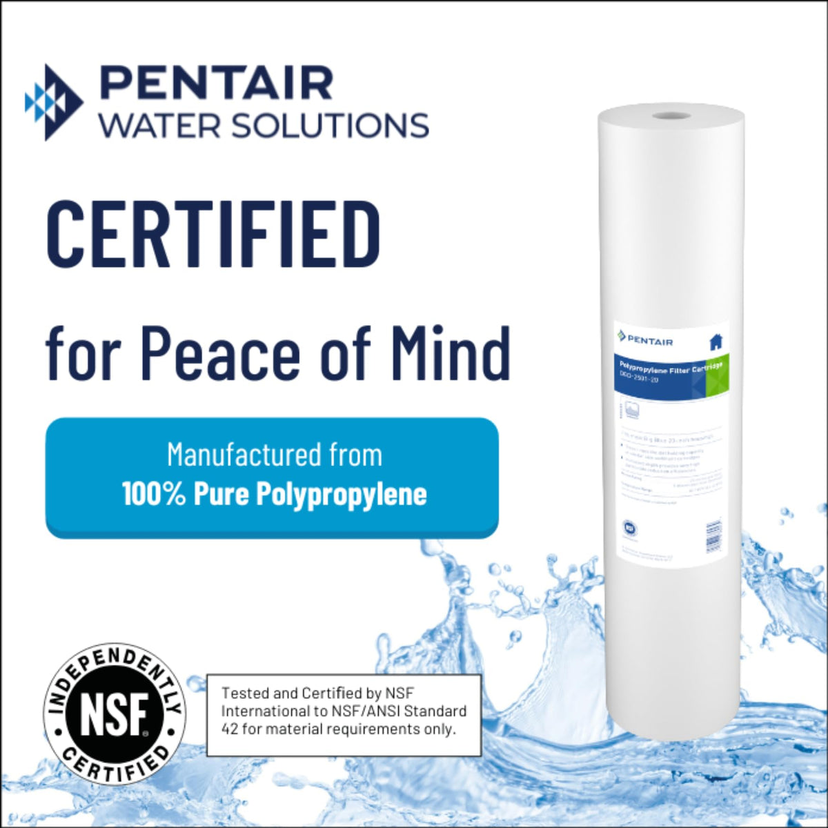 Pentek DGD-2501-20 media detail close-up showing polypropylene purity.