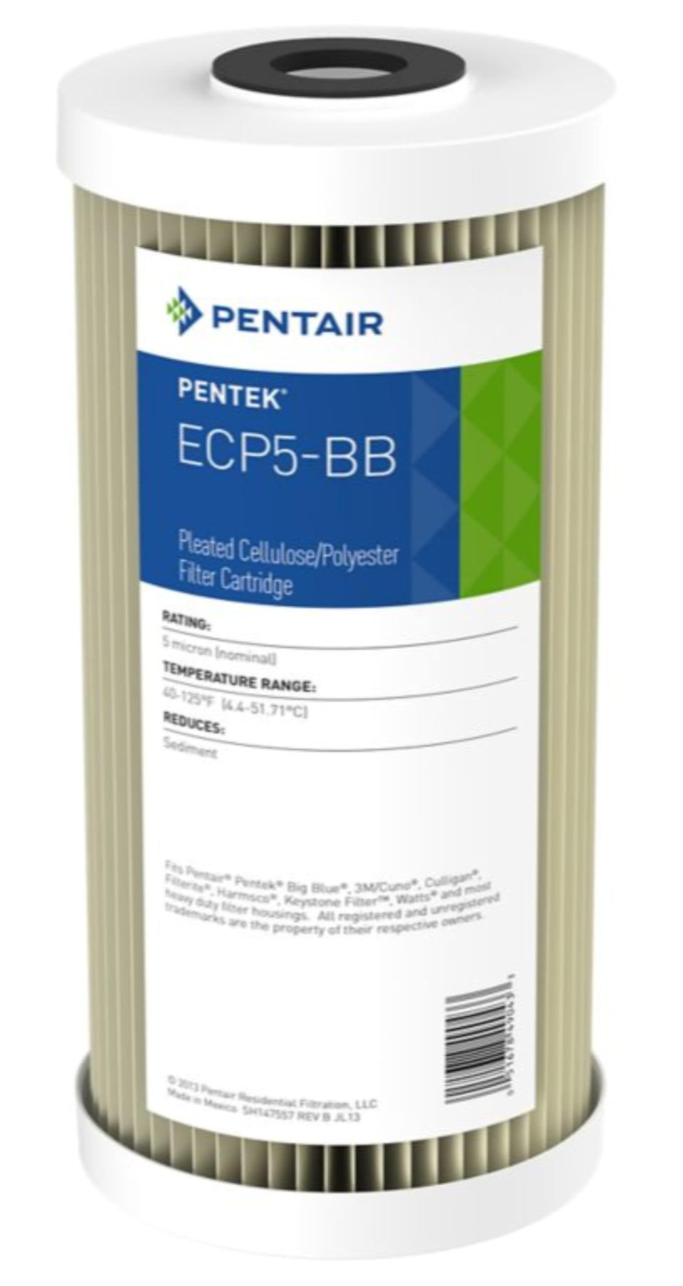 Pentek ECP5-BB Big Blue sediment filter exterior removes dirt from water