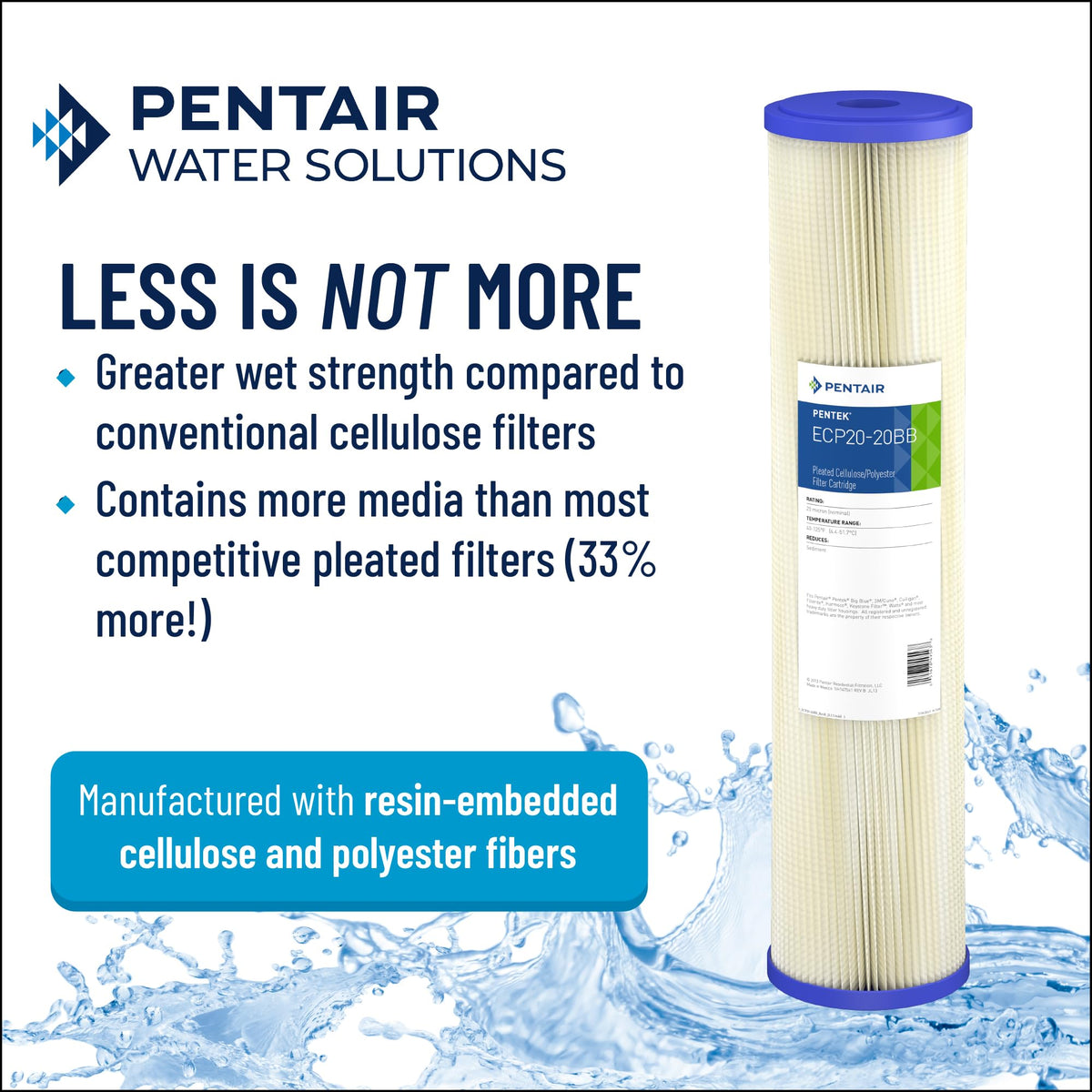 Pentek ECP5-BB pleated media detail shows higher dirt capacity