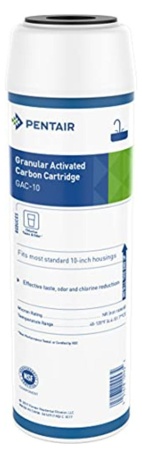 Pentek GAC-10 under-sink blue cartridge improves taste and odor for everyday drinking water.
