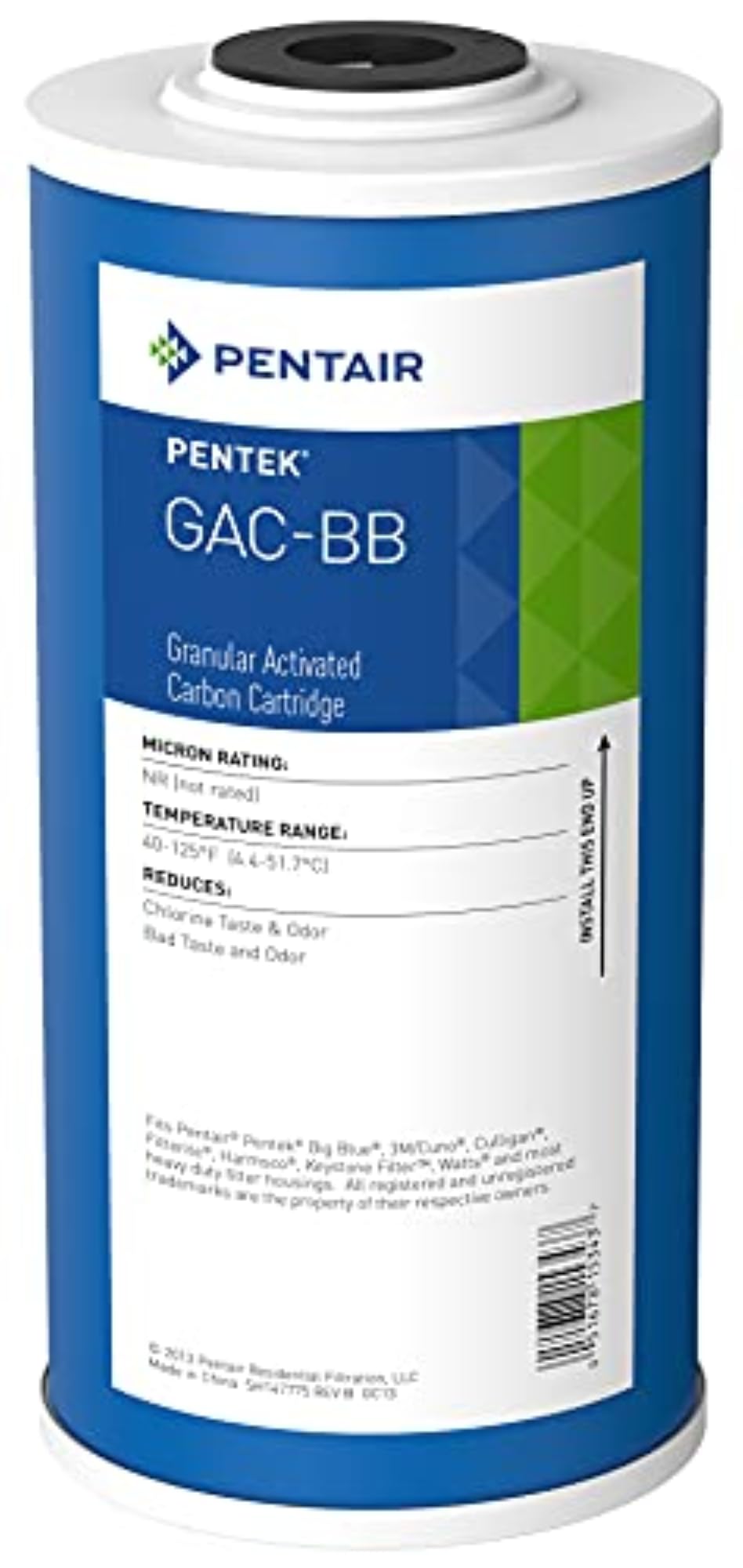 Pentek GAC-BB Big Blue 10in filter in housing reduces taste and odors for household water