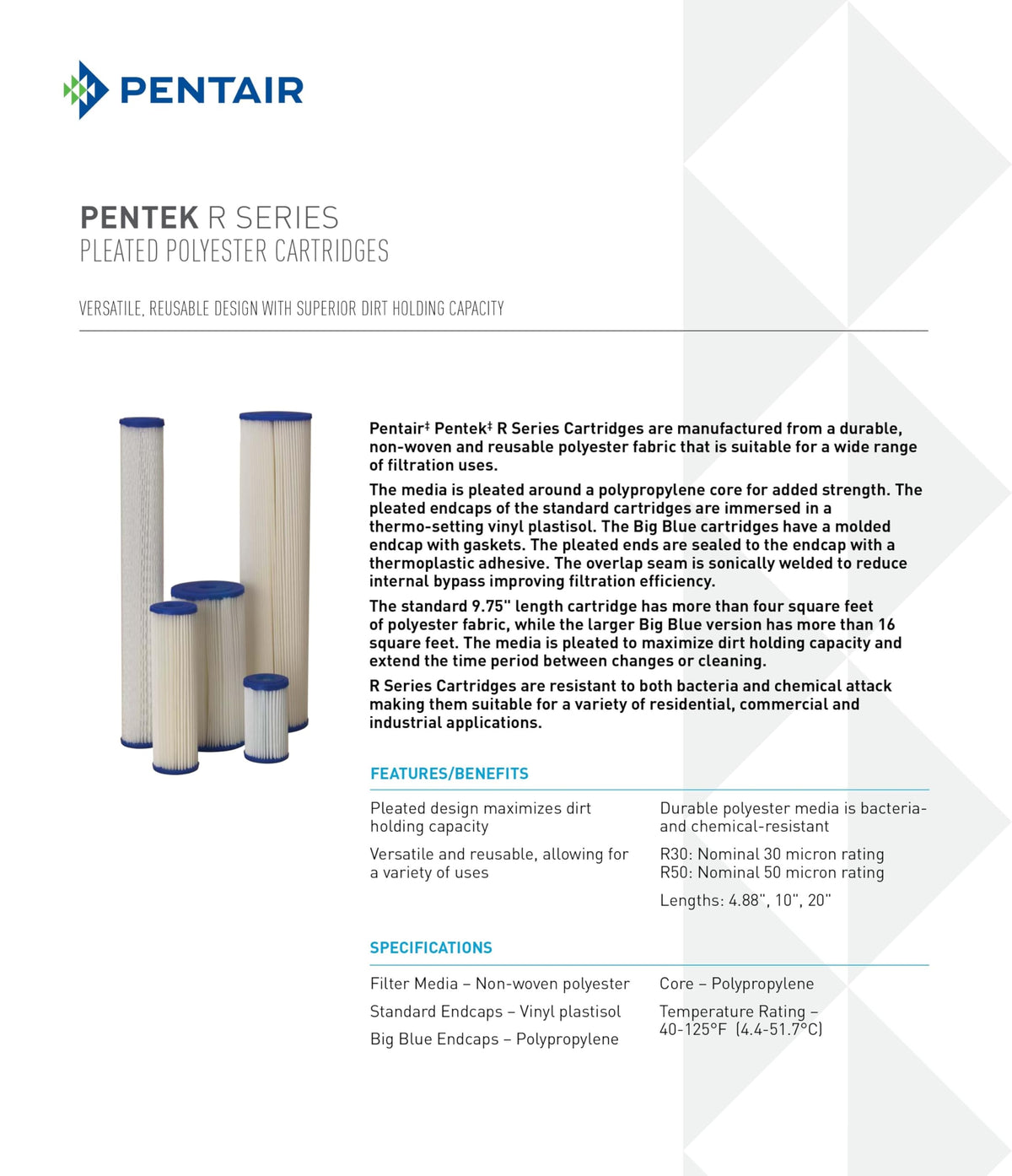 Pentek R30-20BB sediment capture demonstrates protection of plumbing.
