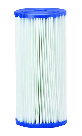 Pentek R30-BB Big Blue cartridge close-up highlighting pleated media for higher dirt-holding capacity.
