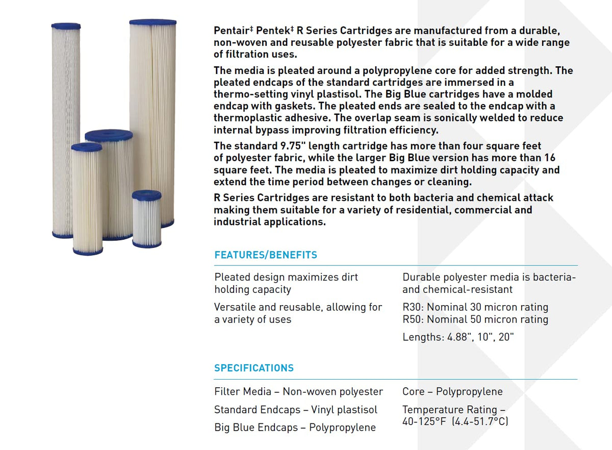 Pentek R30-BB in a 10x4.5 housing shows easy installation and a secure seal.