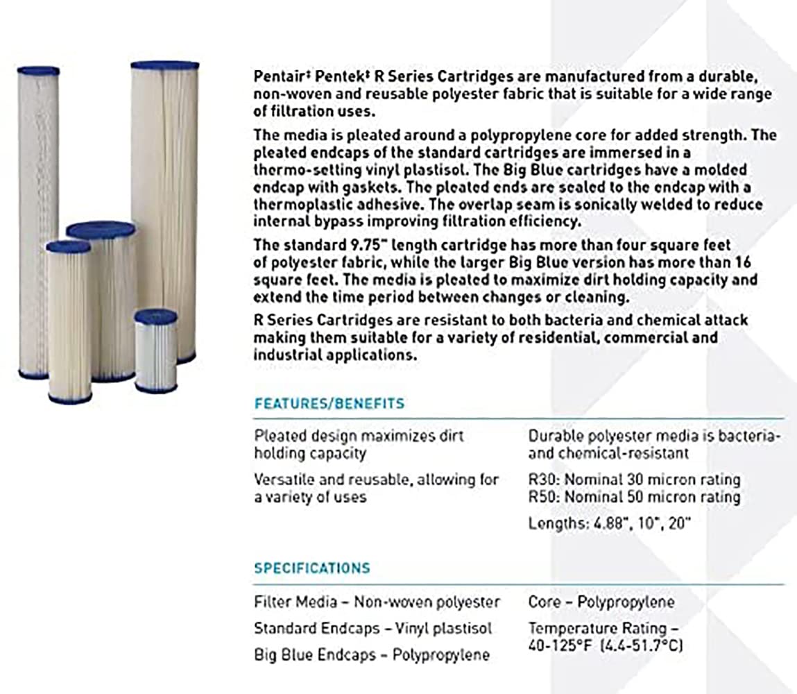 Pentek sediment filter in use capturing debris to protect appliances.