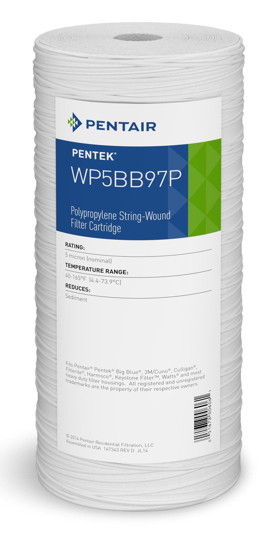 Pentek WP5BB97P Big Blue filter housing for whole-house sediment filtration.