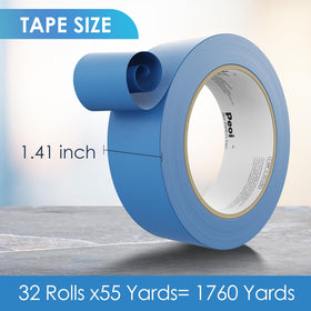 Peoin blue painters tape on glass creates sharp, paint-free borders.