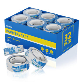 Peoin blue painters tape on wood edge delivers clean, precise lines.