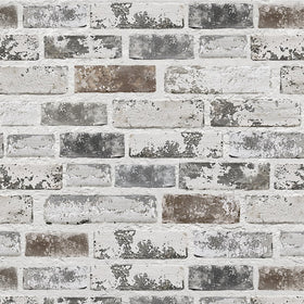 PeonyQueen grey-white 3D brick wallpaper texture for realistic wall accents