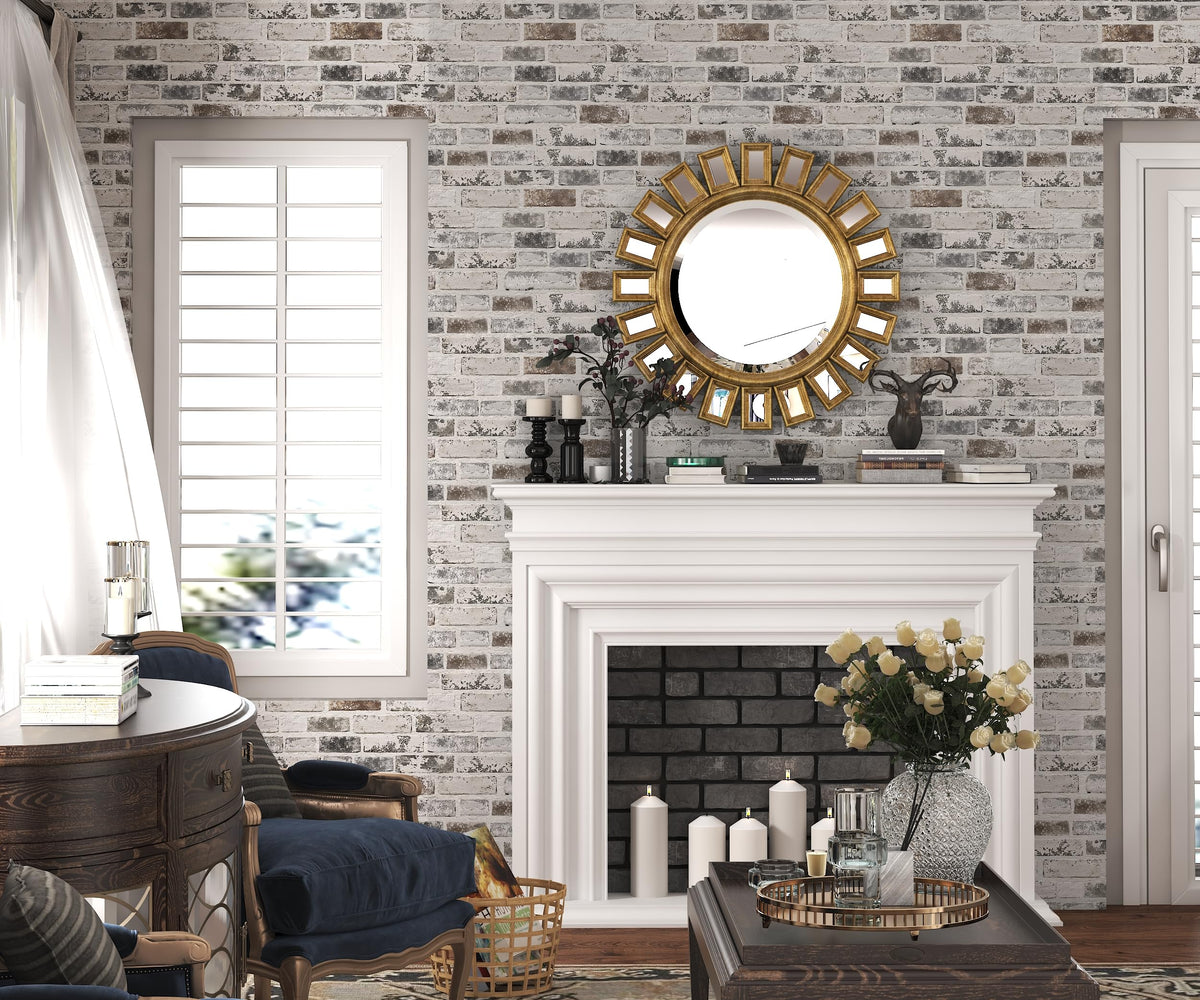 PeonyQueen self-adhesive brick wallpaper demonstrating easy peel-and-stick installation