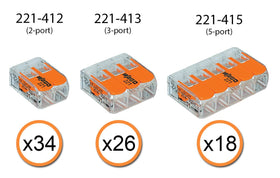 Peppy WAGO 221-412 two-conductor module for quick terminations.