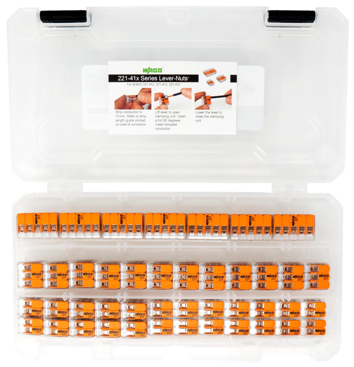 Peppy WAGO 221-415 five-conductor splice for larger circuits.
