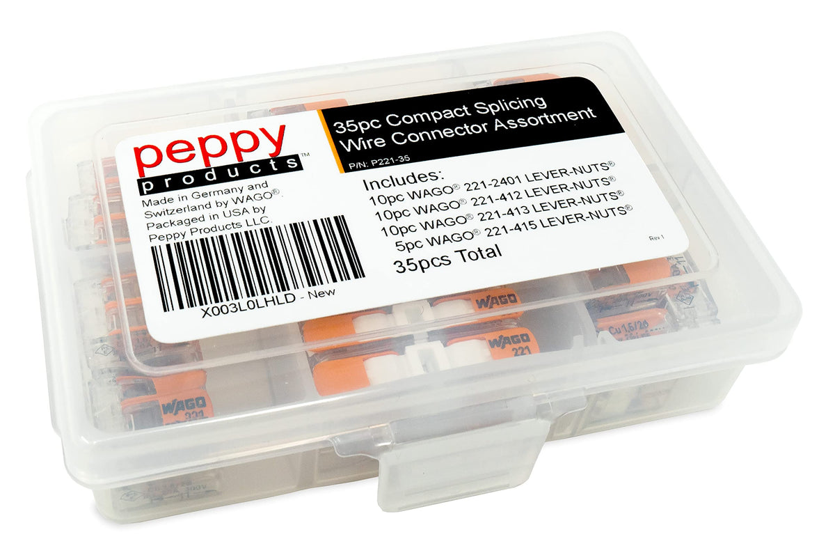 Peppy WAGO 221-413 three-conductor assembly simplifies multi-wire splices