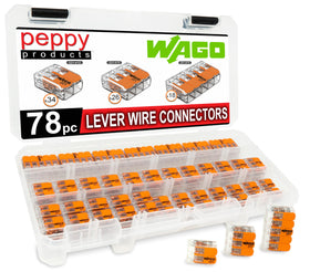 Peppy WAGO 221 lever-nuts case enables compact wire organization.