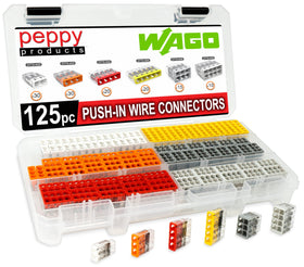Peppy WAGO 2773-402 two-conductor wall nuts facilitate fast, tool-free splicing.