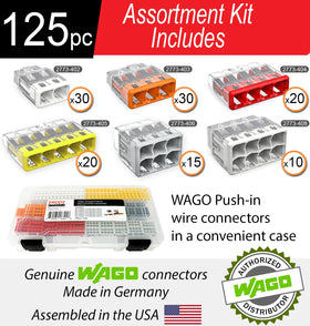 Peppy WAGO 2773-403 three-conductor wall nuts enable secure terminations.