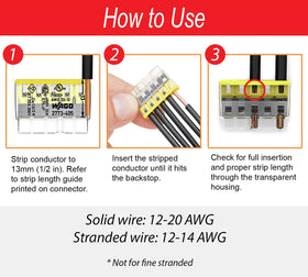 Peppy WAGO 2773-404 four-conductor wall nuts support versatile multi-wire connections.