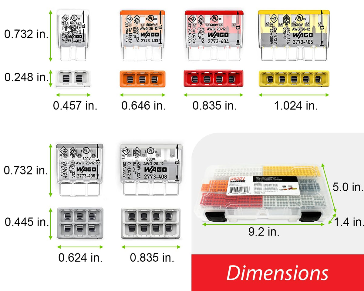Peppy WAGO 2773-408 eight-conductor wall nuts handle larger connections.