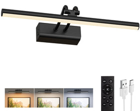 Percantis battery-operated picture light mounted on wall highlighting artwork with cable-free installation.