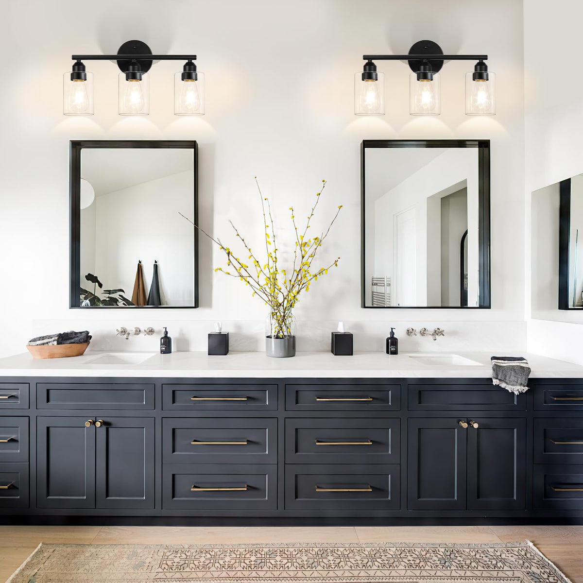 Percantis premium clear glass shade diffusion adds sophisticated bathroom style.