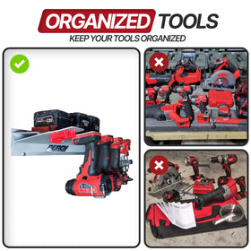 PERCH Milwaukee tool holder under shelf provides quick access and saves space.