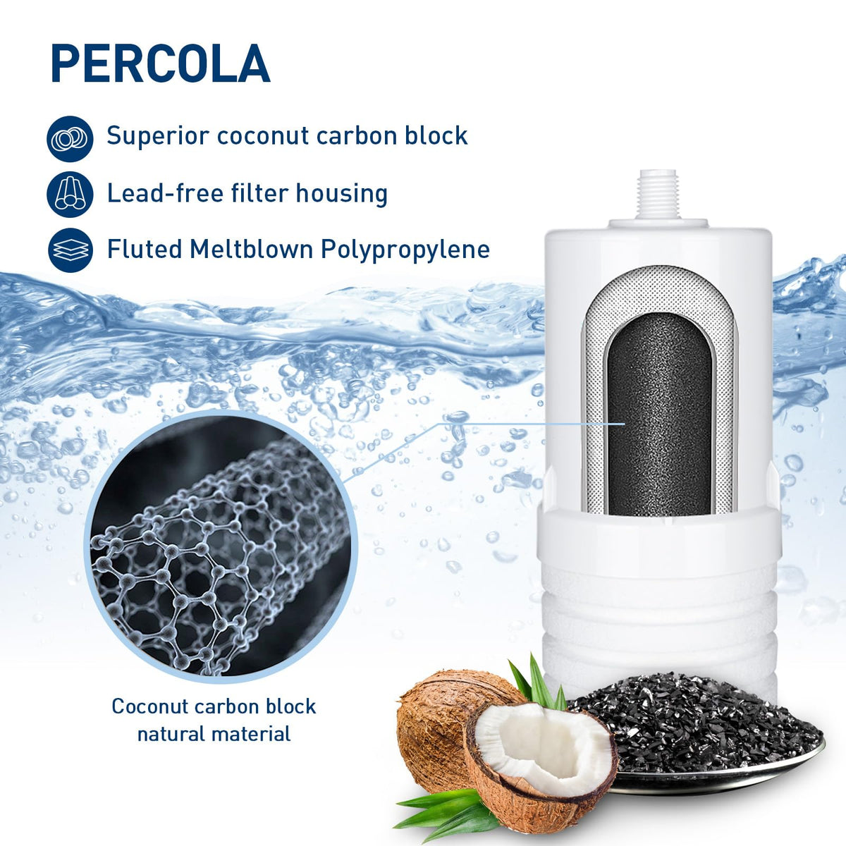 PERCOLA dual-stage-filter-0-5-micron traps sediment for crisper water
