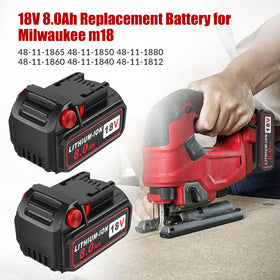 PercooAir 18V 8Ah battery pack side view shows high capacity for Milwaukee tools.