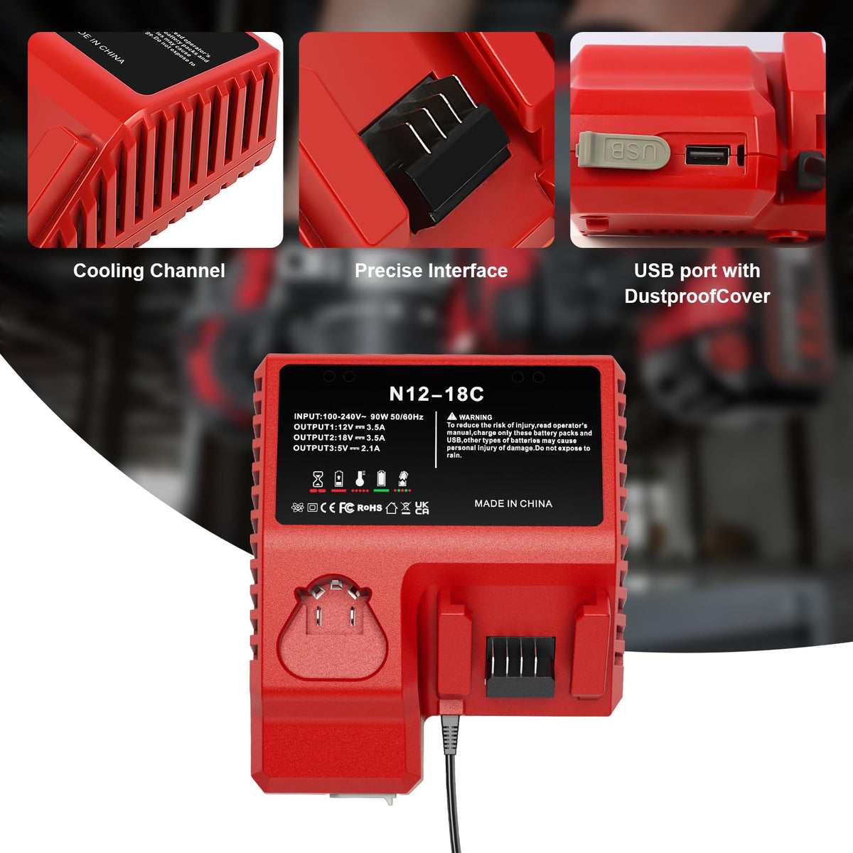 PercooAir battery pack with indicator light helps monitor charging status.