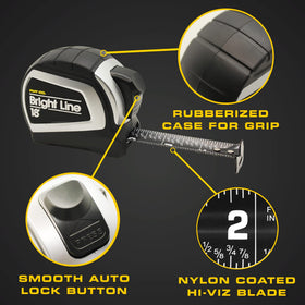 Perfect Measuring Tape BrightLine anti-pinch retract minimizes injuries during use.