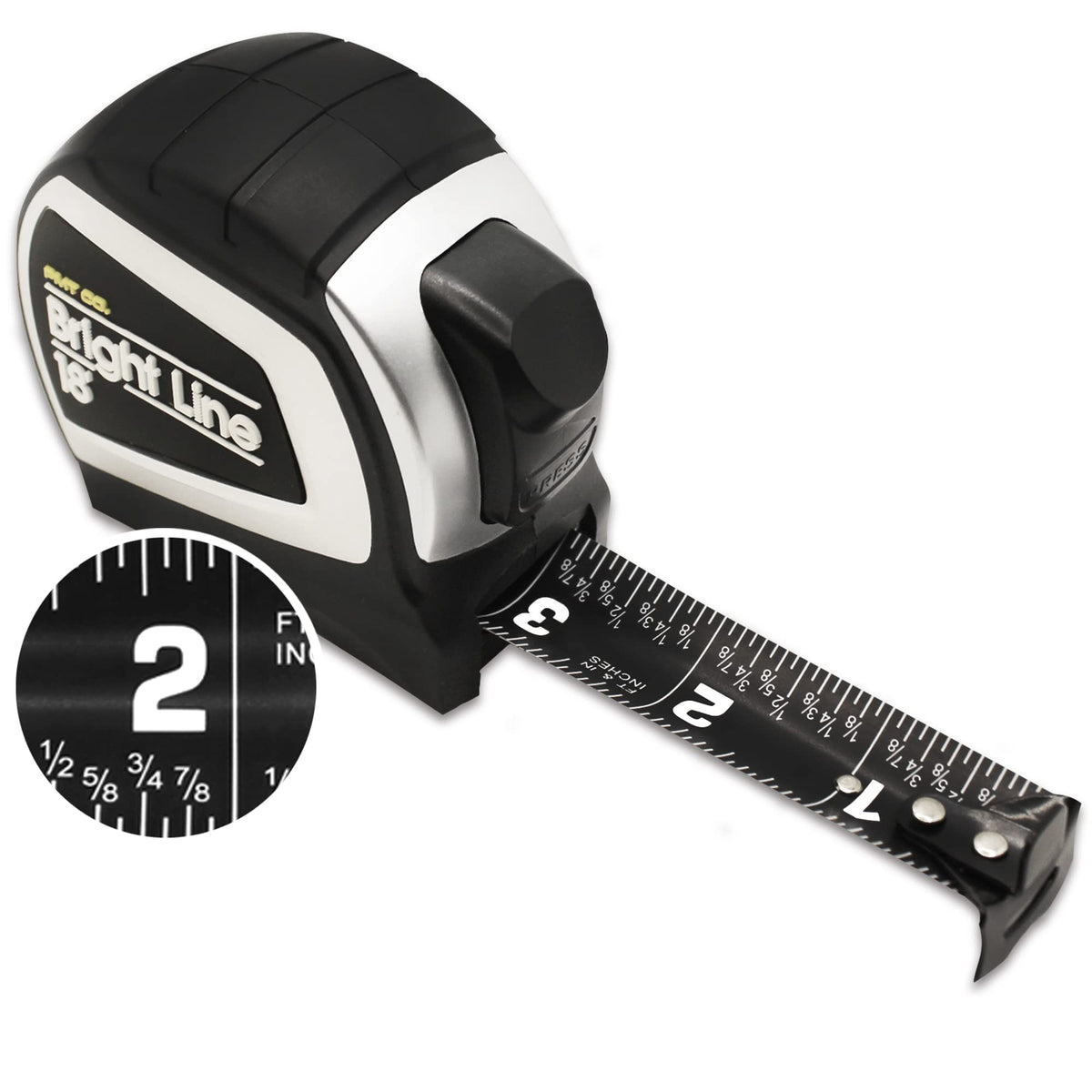 Perfect Measuring Tape BrightLine contrast blade enables quick readings in dim light.