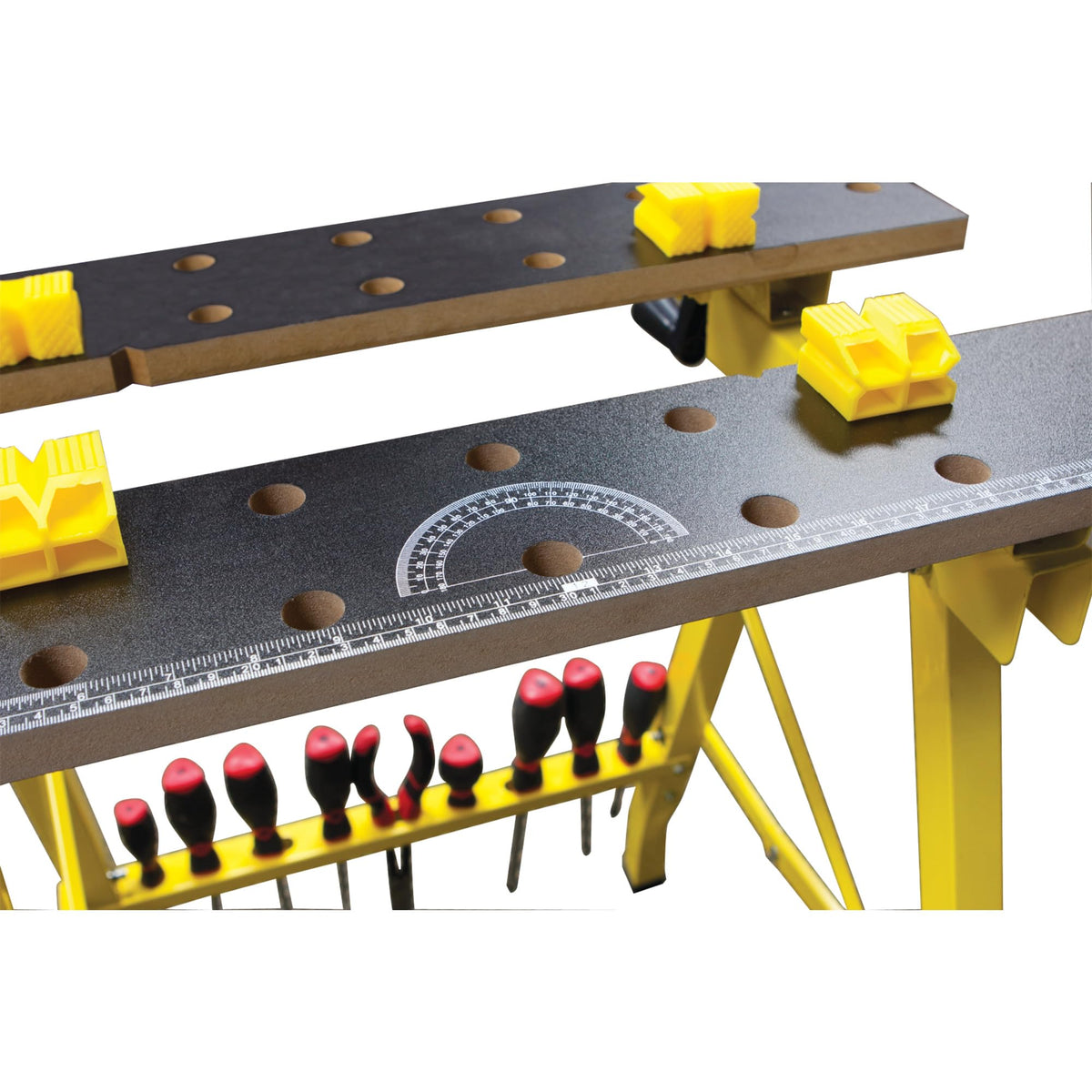 Performance Tool W54025 one-handed clamp in action enabling quick adjustments.