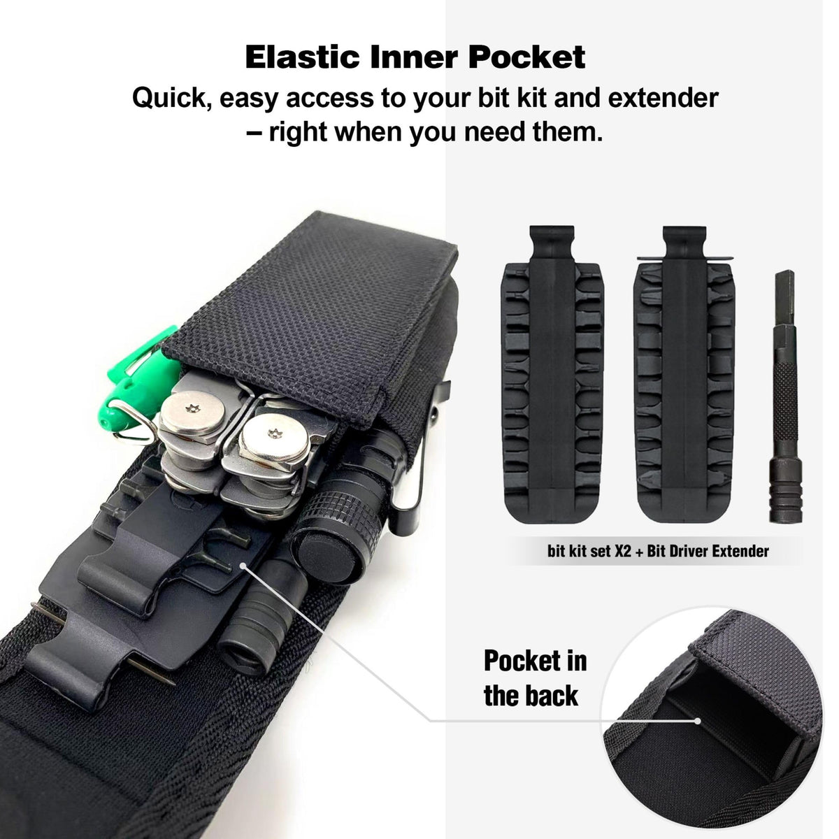 Perilogics belt loop fits belts up to 1.75 inches.