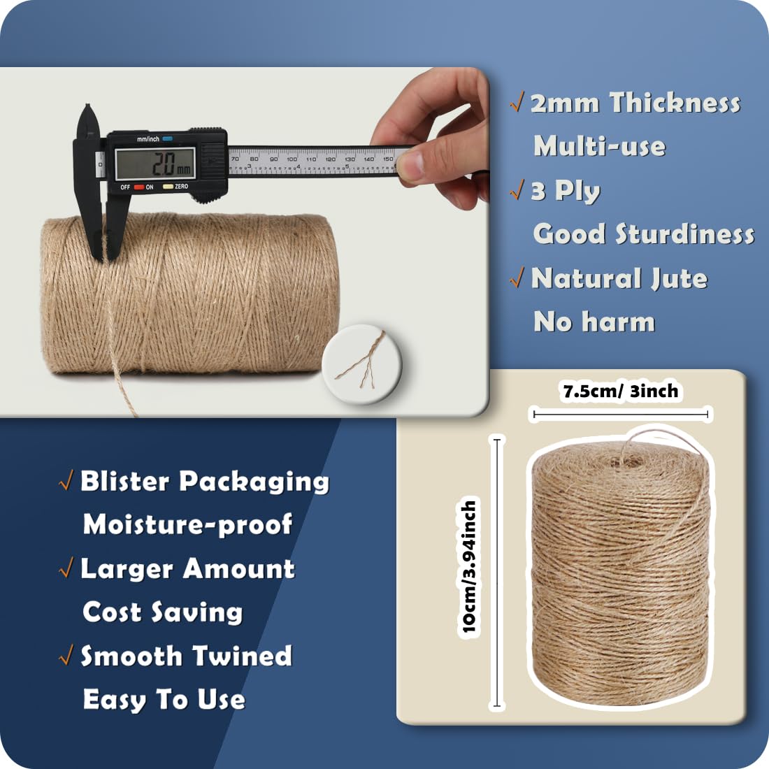 PerkDecor jute twine 10-roll bundle ideal for bulk crafting and gift wrapping